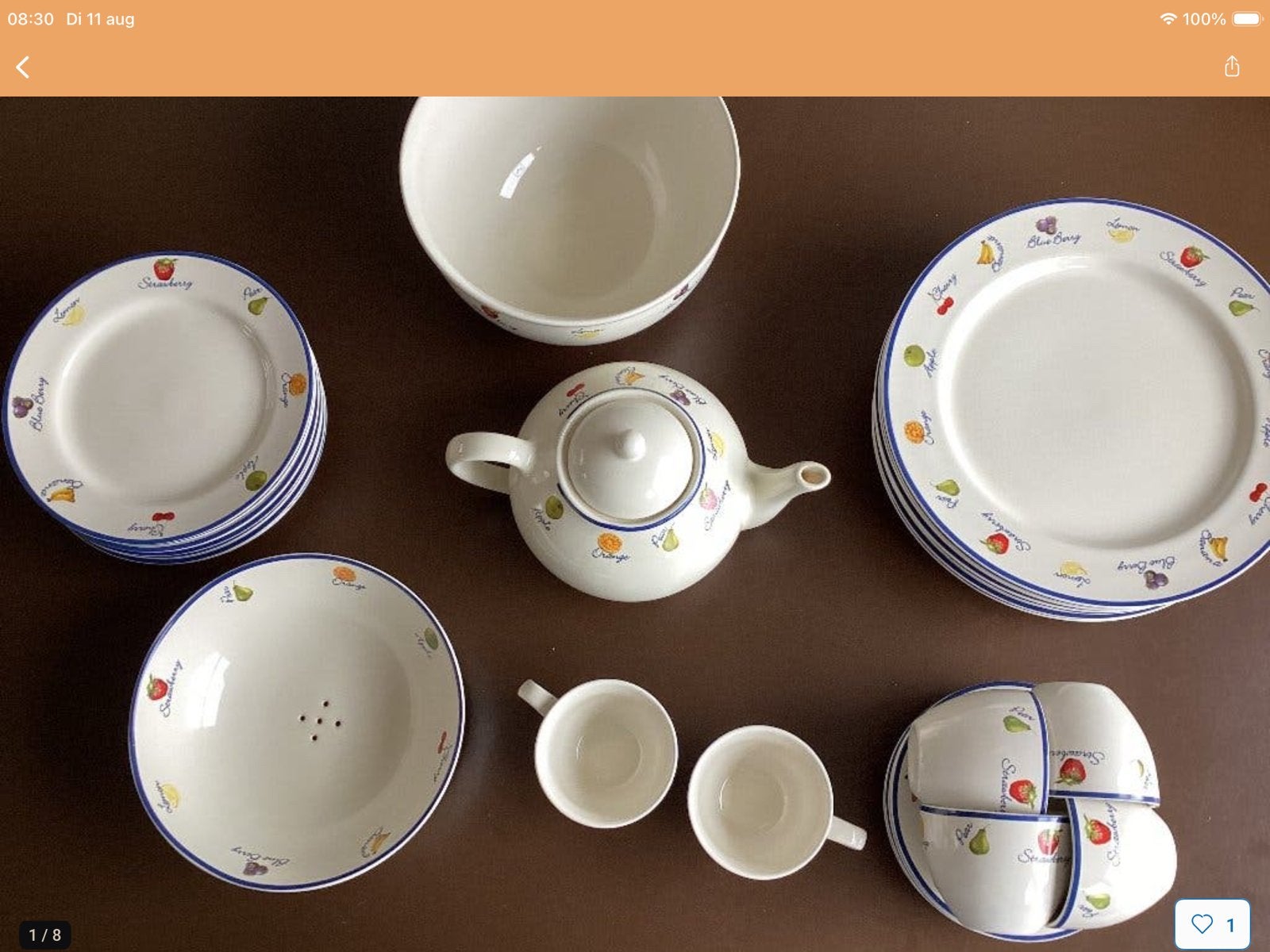 Servies met fruitmotief van ART + Design, Ophalen of Verzenden, Zo goed als nieuw, Overige stijlen, Aardewerk