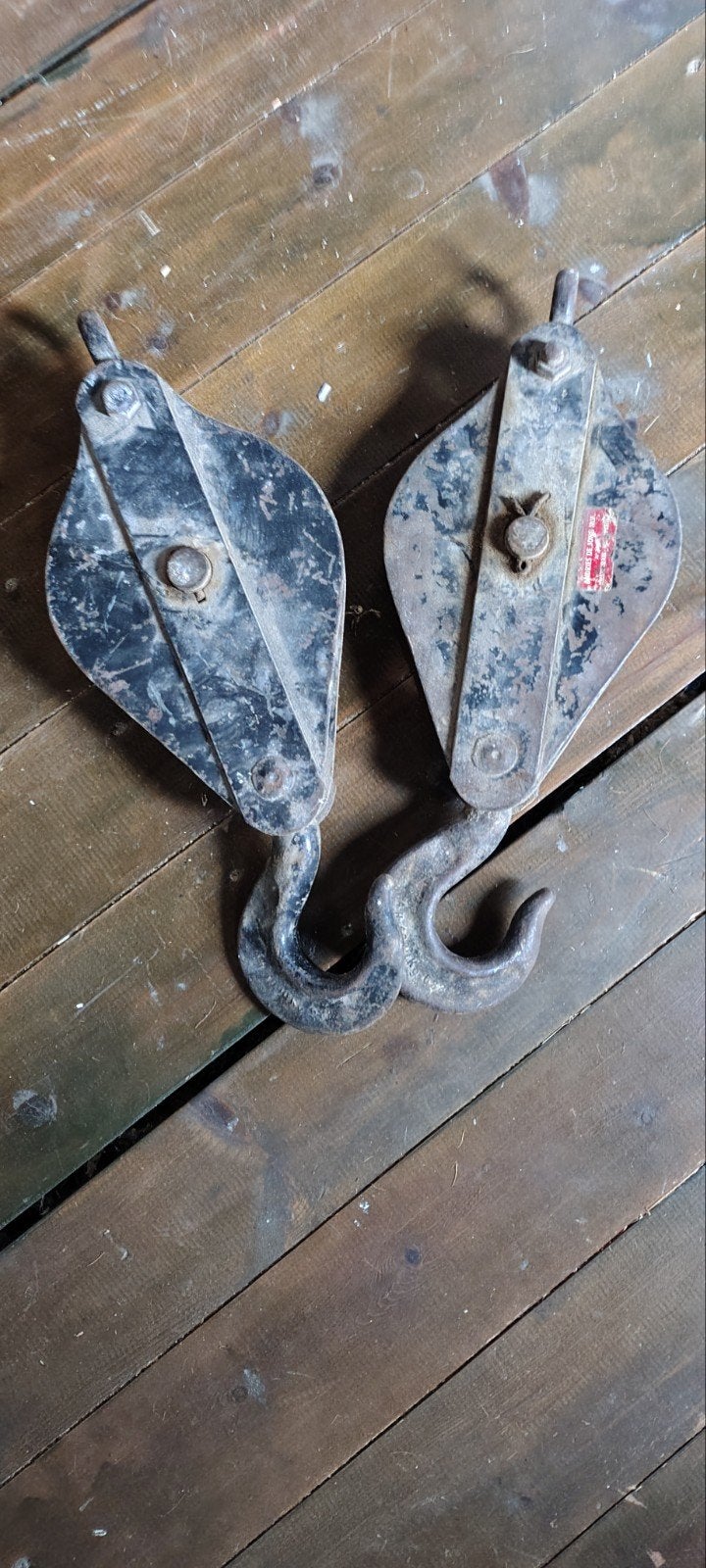 Zware ijzeren Vintage Katrollen., Ophalen, Gebruikt