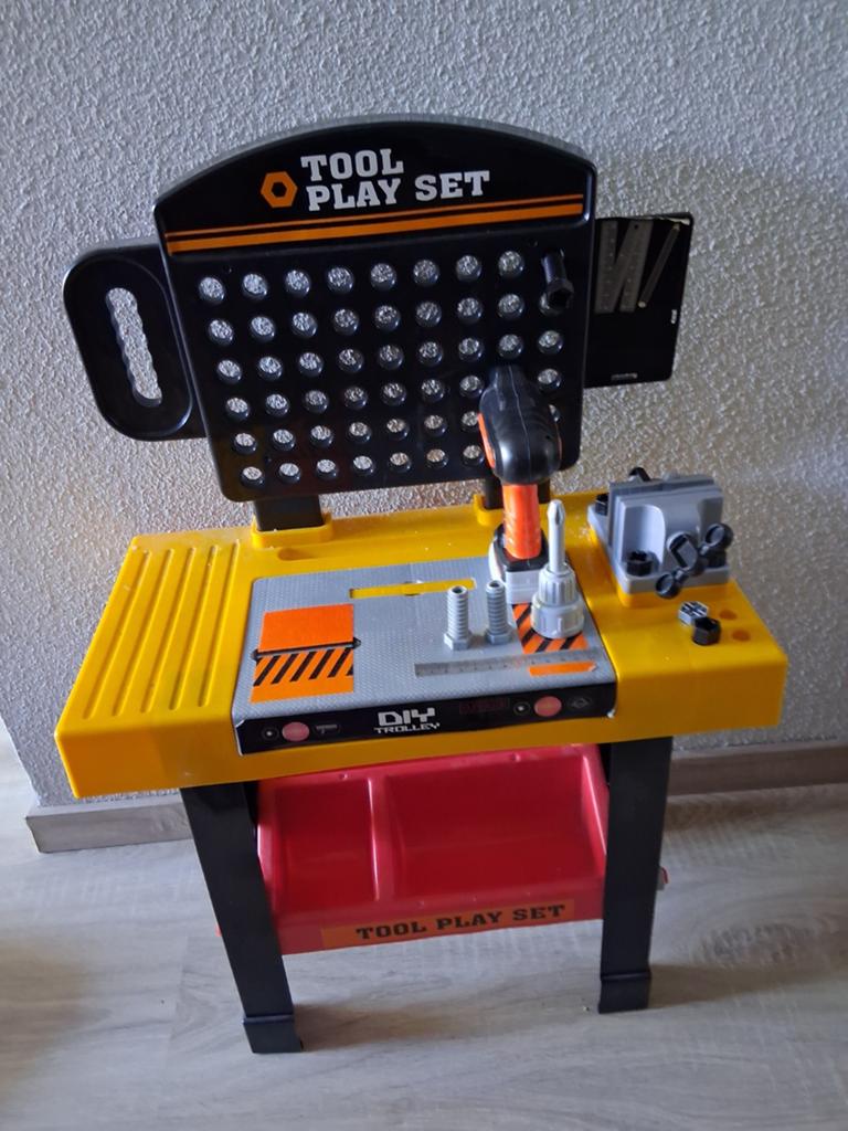 Speelgoed Werkbank met Gereedschap Set, Kinderen en Baby's, Speelgoed | Overig, Ophalen, Zo goed als nieuw, Jongen of Meisje
