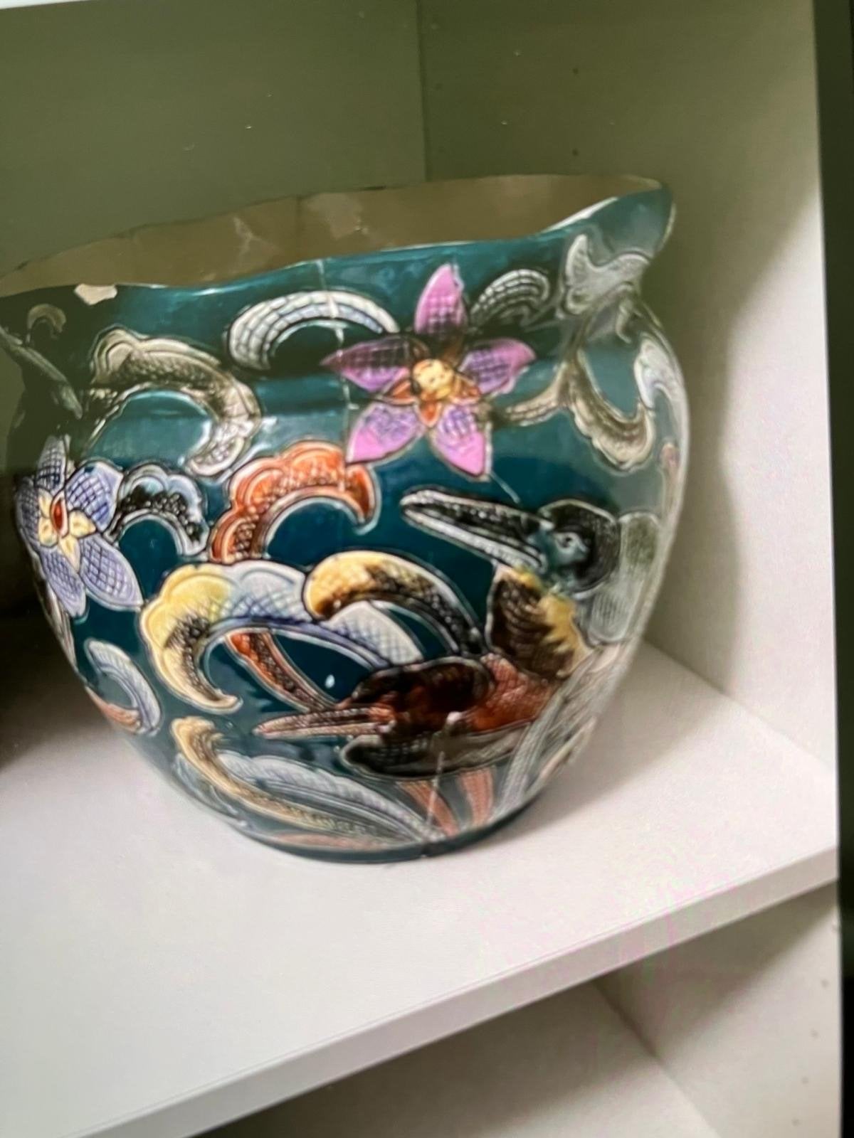 Prachtige Porseleinen Bloemen-Plantenpot met Uniek Design, Ophalen of Verzenden