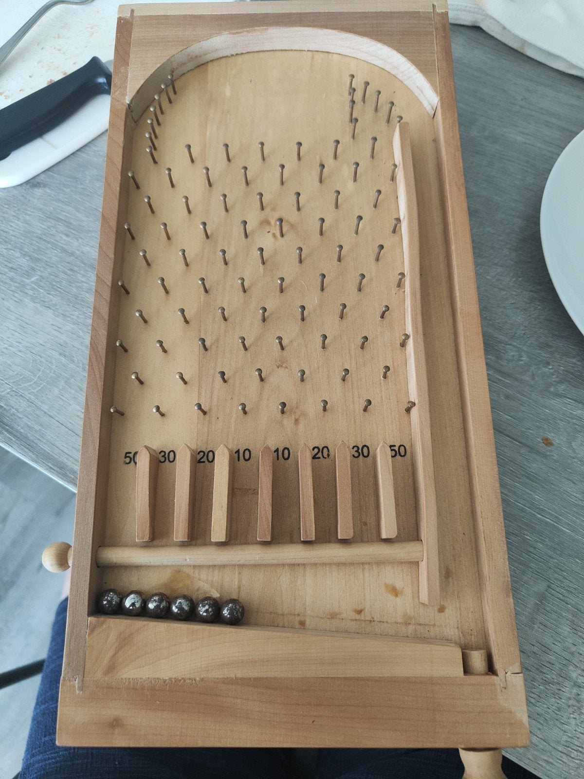 Vintage houten flipperkast met metalen balletjes, Ophalen of Verzenden