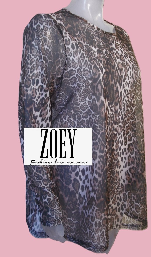 ZOEY  semi transparante dierenprint top mt 46-48, Nieuw, Shirt of Top, Zoey, Meerkleurig