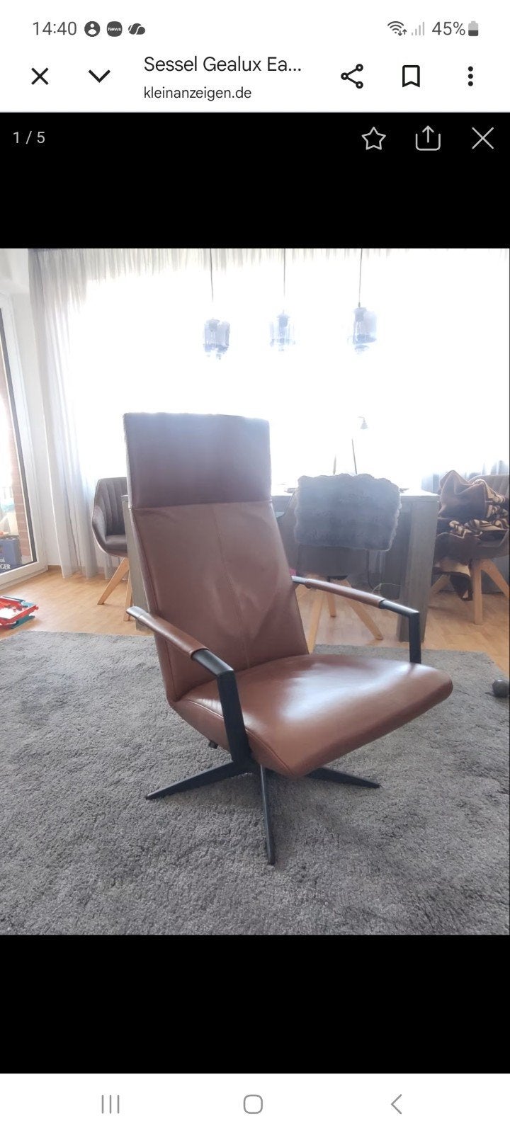 Gealux Earl fauteuil - Bruin leer, Ophalen of Verzenden