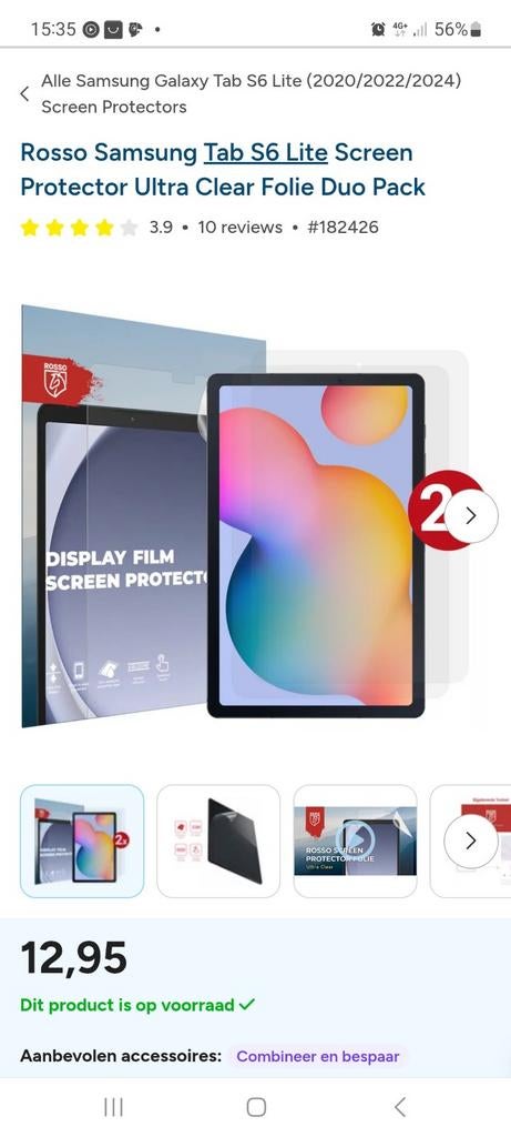 Nieuwe Screenprotectors voor Samsung Tab S6 Lite (2 stuks), 10 inch, Rosso, Nieuw, Ophalen of Verzenden