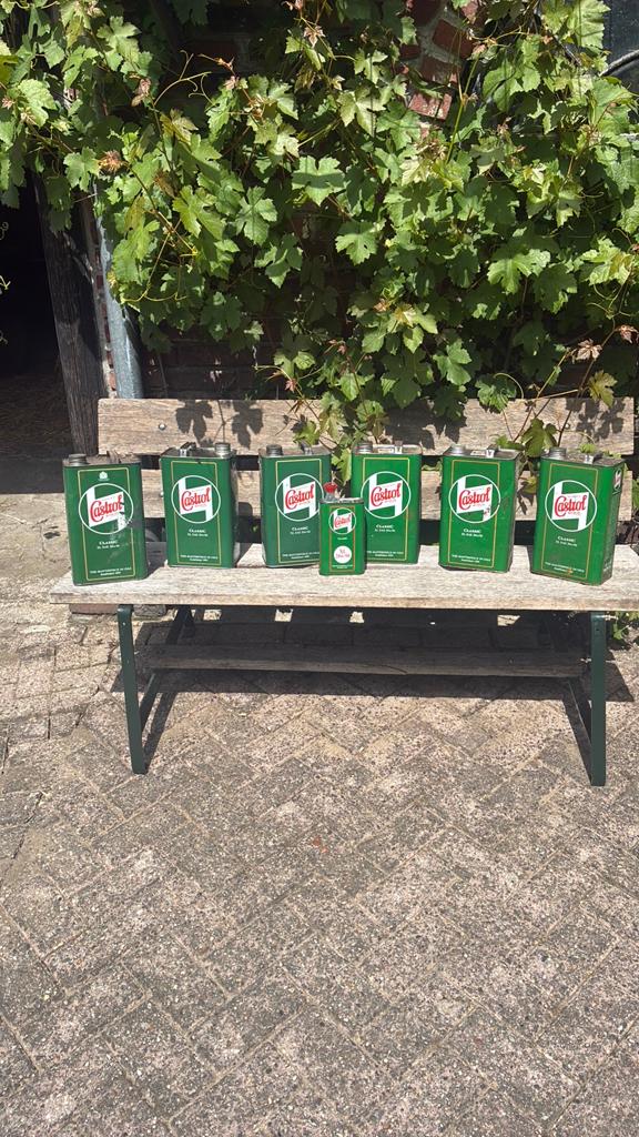 Vintage castrol oil metalen blikken mancave decoratie, Verzamelen, Ophalen of Verzenden, Zo goed als nieuw, Overige