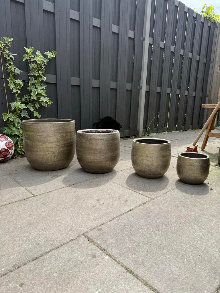 Set 4 bloempotten (Mira Intratuin) in verschillende maten, Gebruikt, Rond, Binnen, Minder dan 40 cm