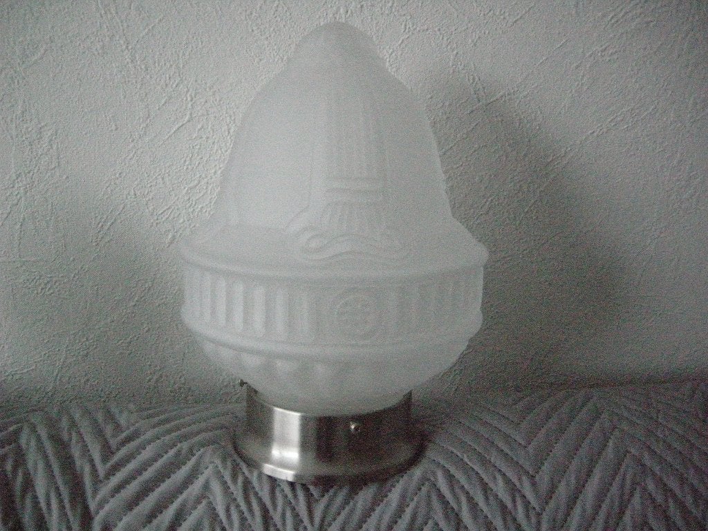 Grote plafondlamp witte matglas art deco nouveau (2x) zgan, Huis en Inrichting, Lampen | Plafondlampen, Ophalen, E27 (groot), Zo goed als nieuw