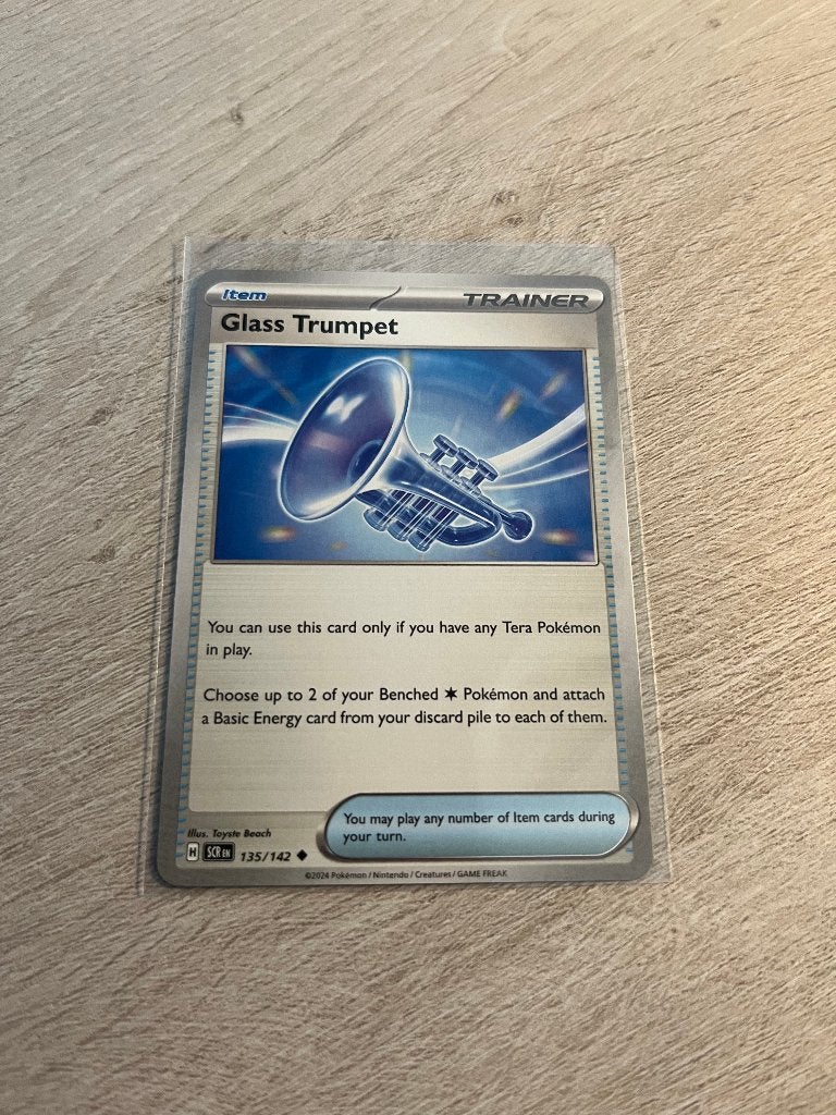 Glass Trumpet 135/142 Stellar Crown - Pokémon Kaart, Ophalen of Verzenden, Nieuw, Losse kaart