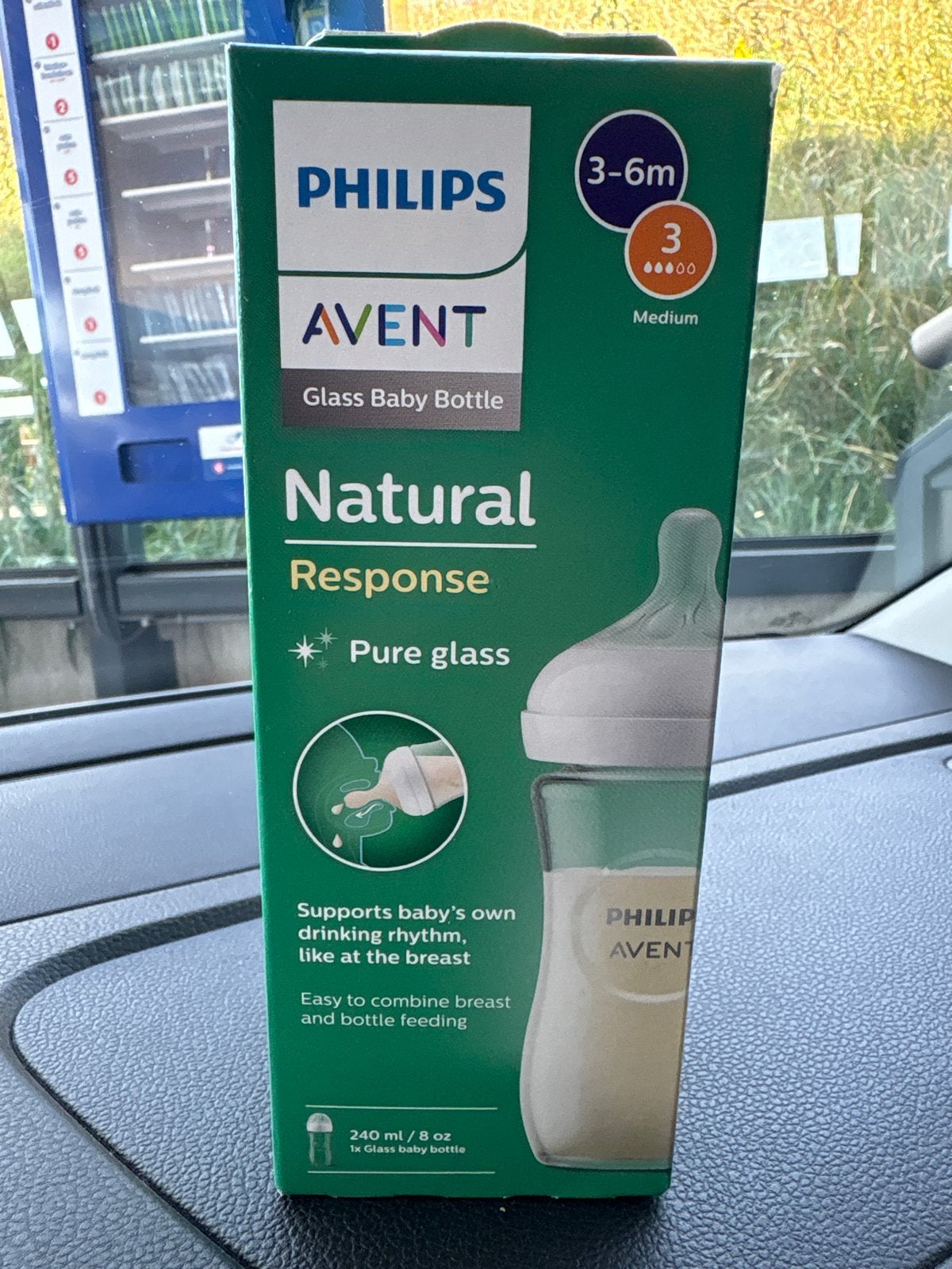 Philips Avent Natural Response Glazen Babyfles 240ml, Kinderen en Baby's, Babyvoeding en Toebehoren, Nieuw, Babyfles, Philips Avent