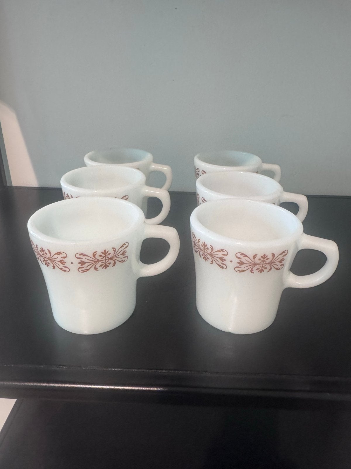 Set van 6 Vintage Pyrex Opaline Glazen Mokken, Ophalen of Verzenden