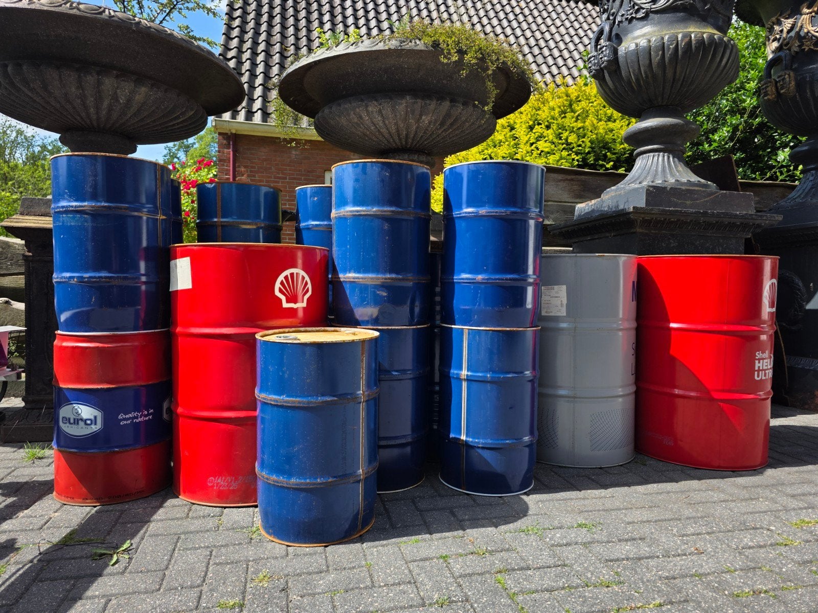 Partij 200 liter en 60 liter vaten vuurton brandvat brandton, Ophalen of Verzenden