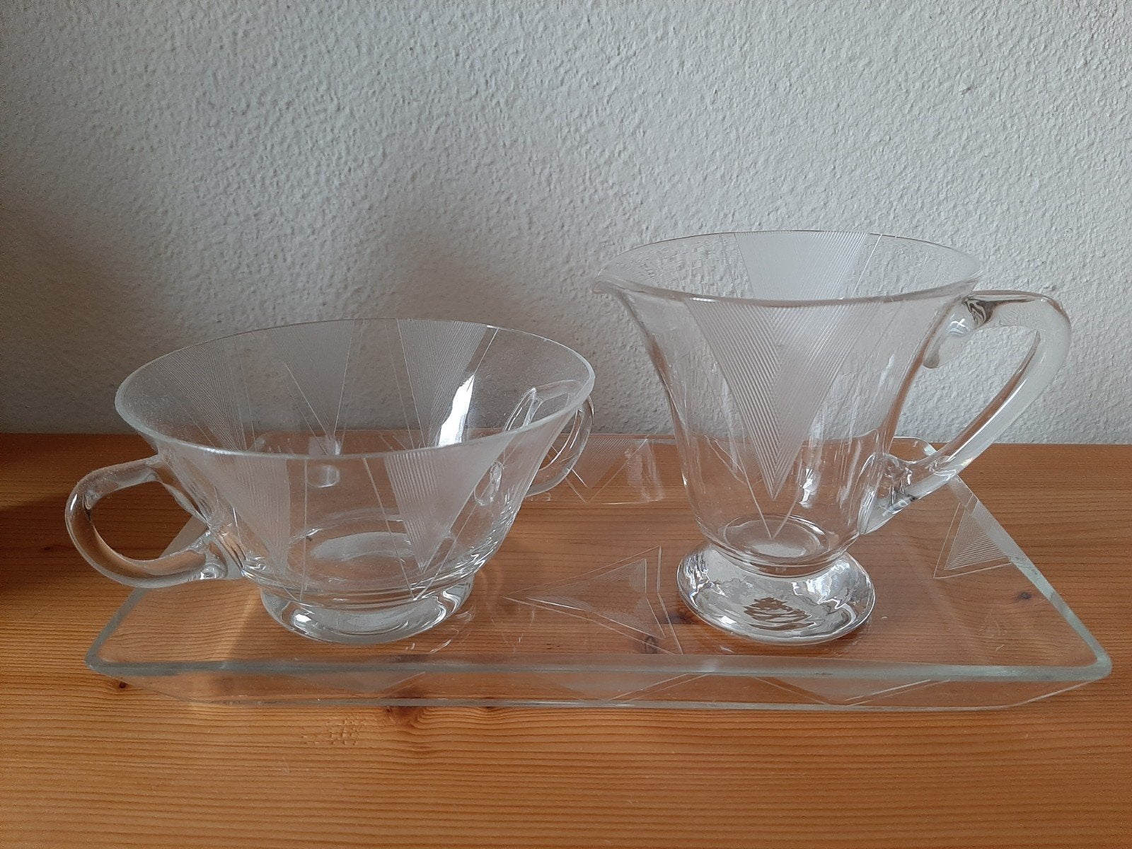Antiek kristallen glazen roomstel 1925 Artdeco, Ophalen of Verzenden