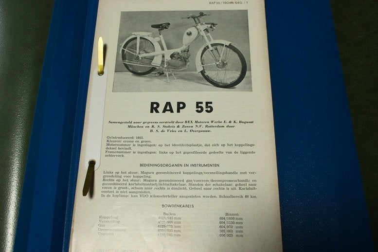 RAP 55 technische gegevens / onderdelen boekje, Ophalen of Verzenden, Gebruikt