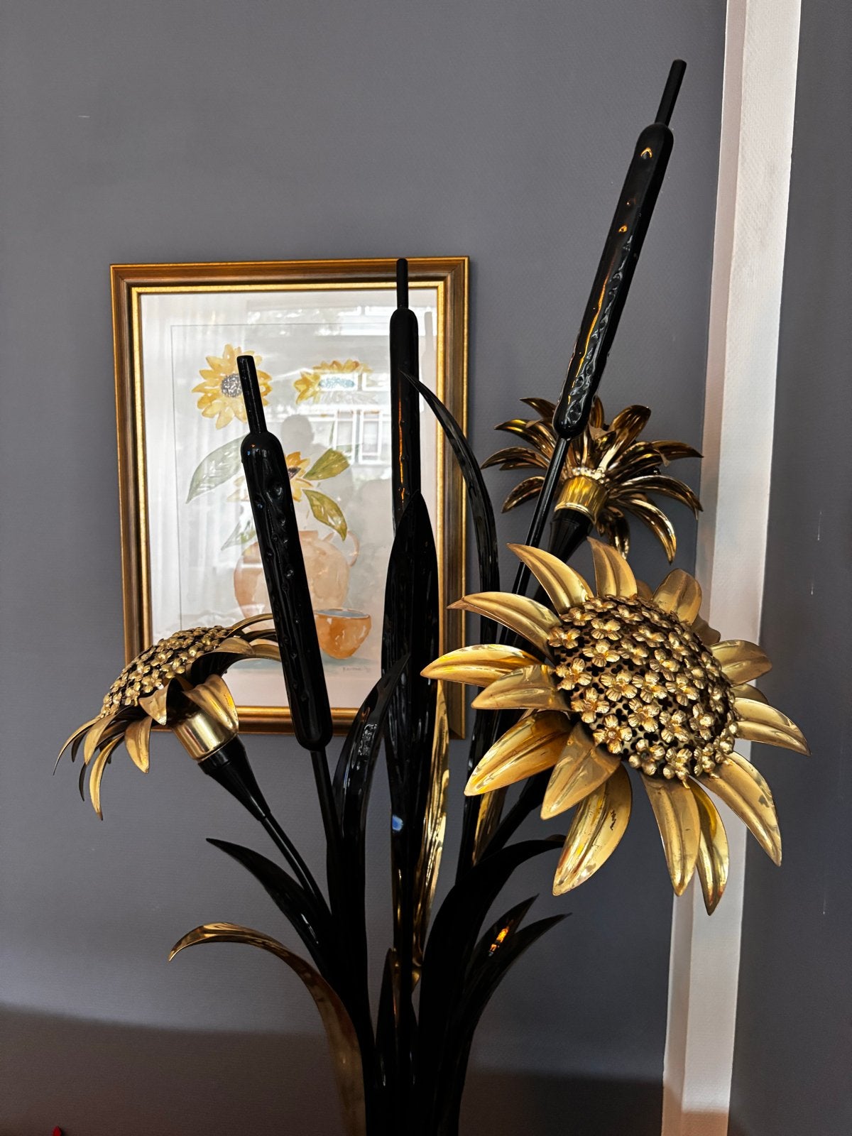 Grote Zonnebloem Vloerlamp Les Arcades - Vintage Design, Ophalen, Gebruikt, Overige fittingen, Metaal