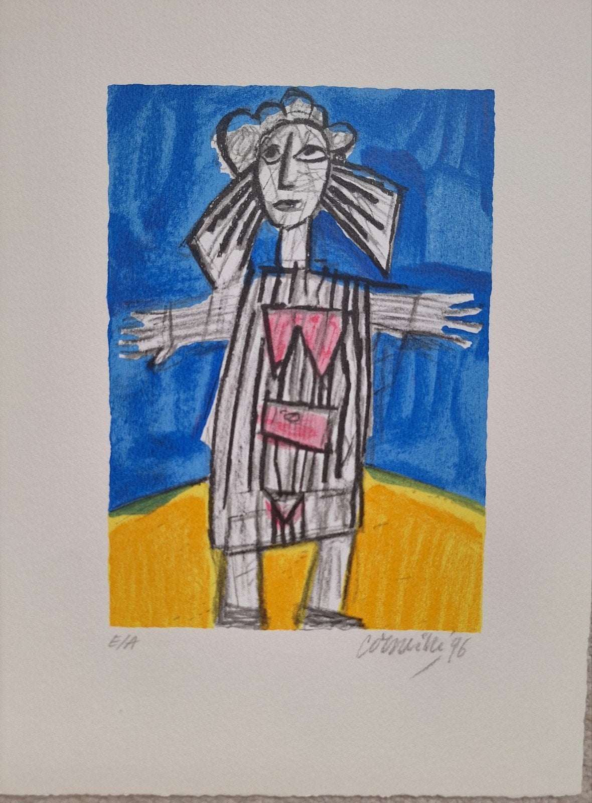 Epreuve d'artiste, handgesigneerd - Corneille '96, Zeefdruk, Overige onderwerpen, Ophalen of Verzenden, Gelimiteerde oplage