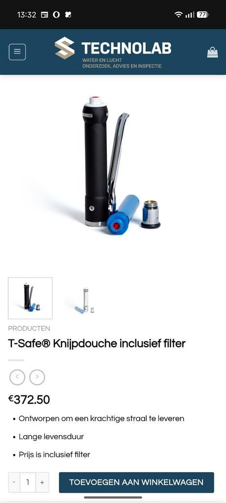 T-Safe Knijpdouche inclusief filter, Ophalen of Verzenden