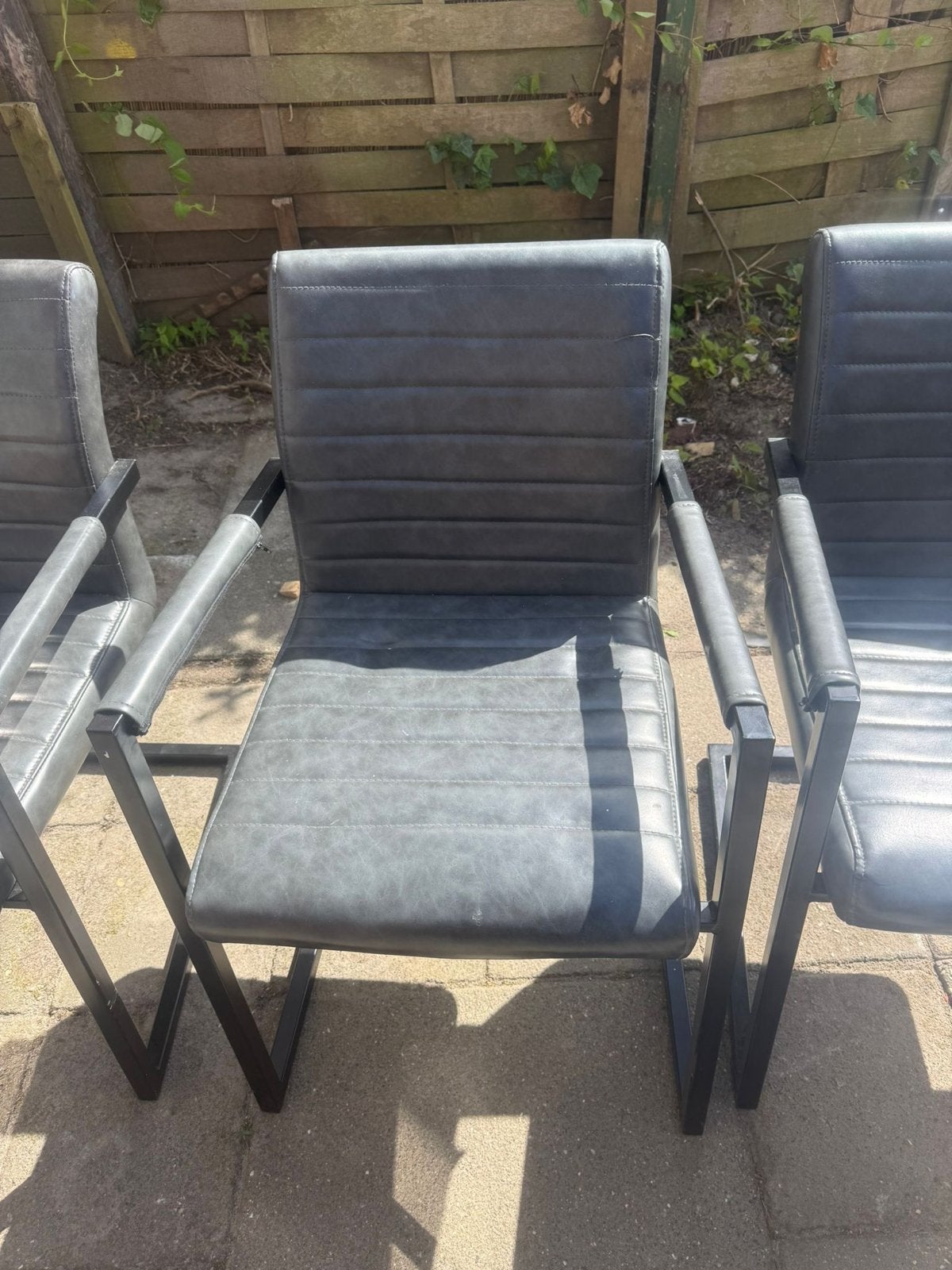 Set van 4 industiele eetkamerstoelen, Huis en Inrichting, Stoelen, Ophalen, Gebruikt, Vier, Metaal