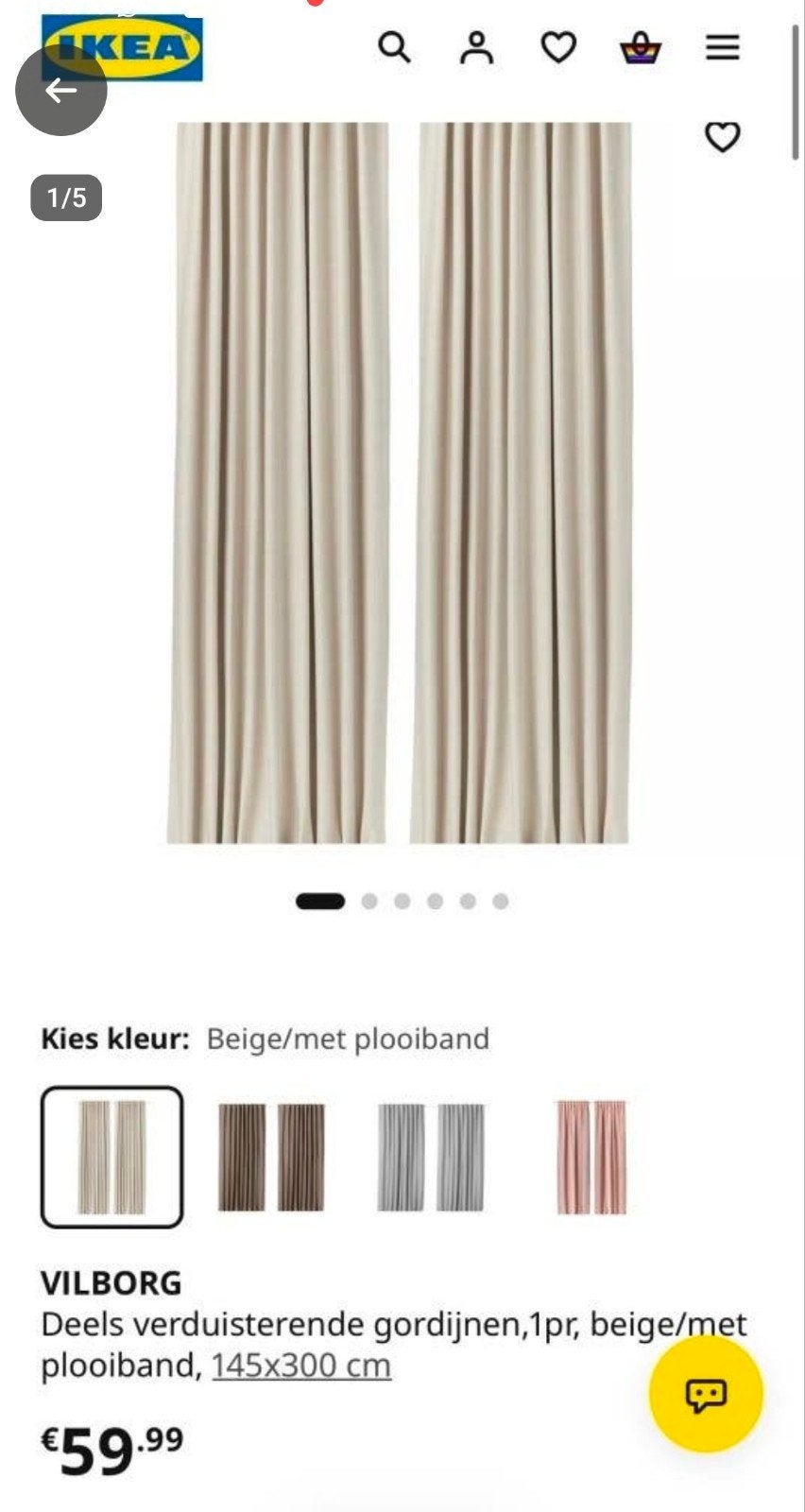 Gezocht: IKEA VILBORG Gordijnen Beige, Huis en Inrichting, Gebruikt, Verzenden, Beige, Plooiafwerking