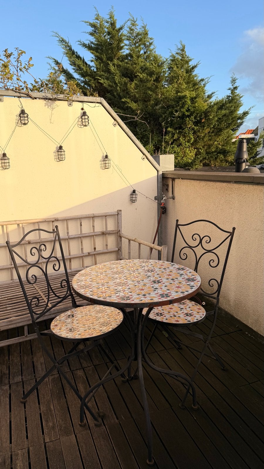 Mozaïek bistro set met 2 stoelen en tafel, Tuin en Terras, Overige materialen, Gebruikt, Tuinset, Eettafel