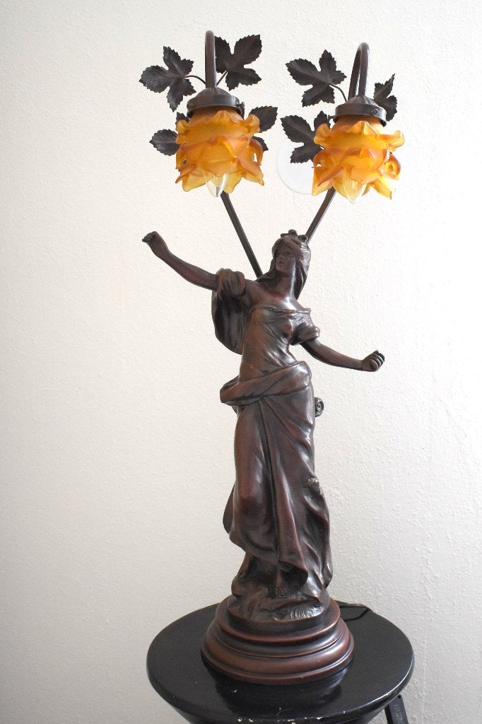 Mooie Art Nouveau Art Deco Lamp Auguste Moreau reproductie, Ophalen
