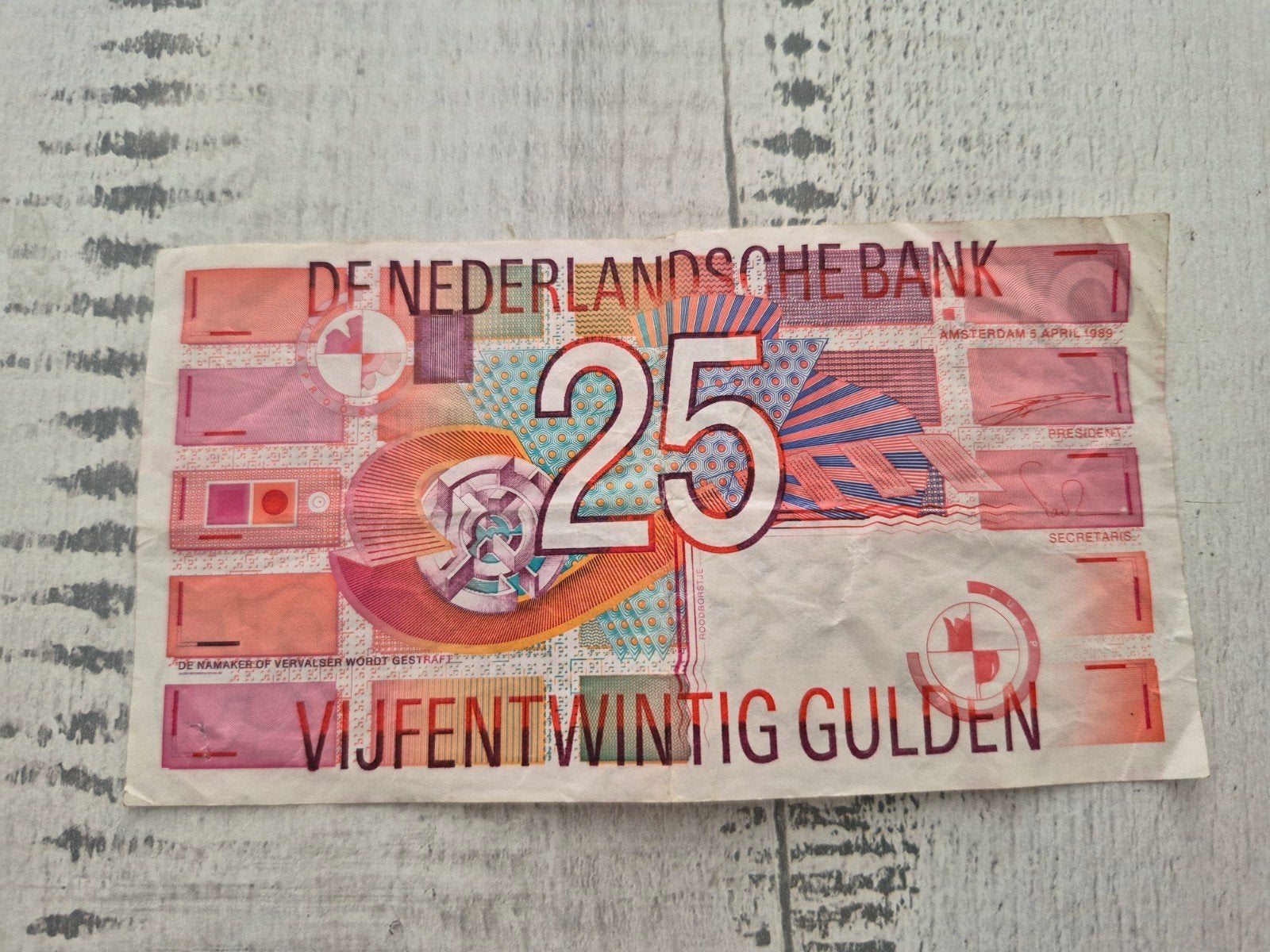 Zeldzaam 25 Gulden Biljet (1989) - De Roodborst, Postzegels en Munten, Bankbiljetten | Nederland, Ophalen of Verzenden, 25 gulden