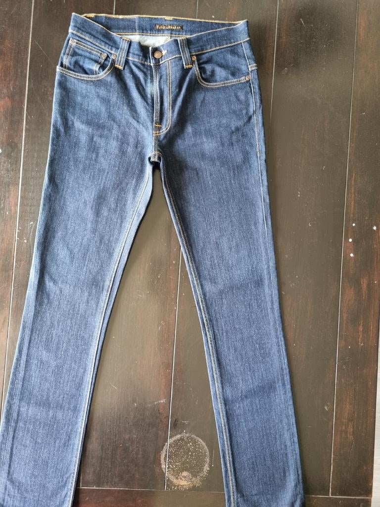 ZGAN NUDIE THIN FINN SLIM STRETCH JEANS SIZE 33/34!!, Ophalen of Verzenden, Zo goed als nieuw, Blauw, W33 - W34 (confectie 48/50)