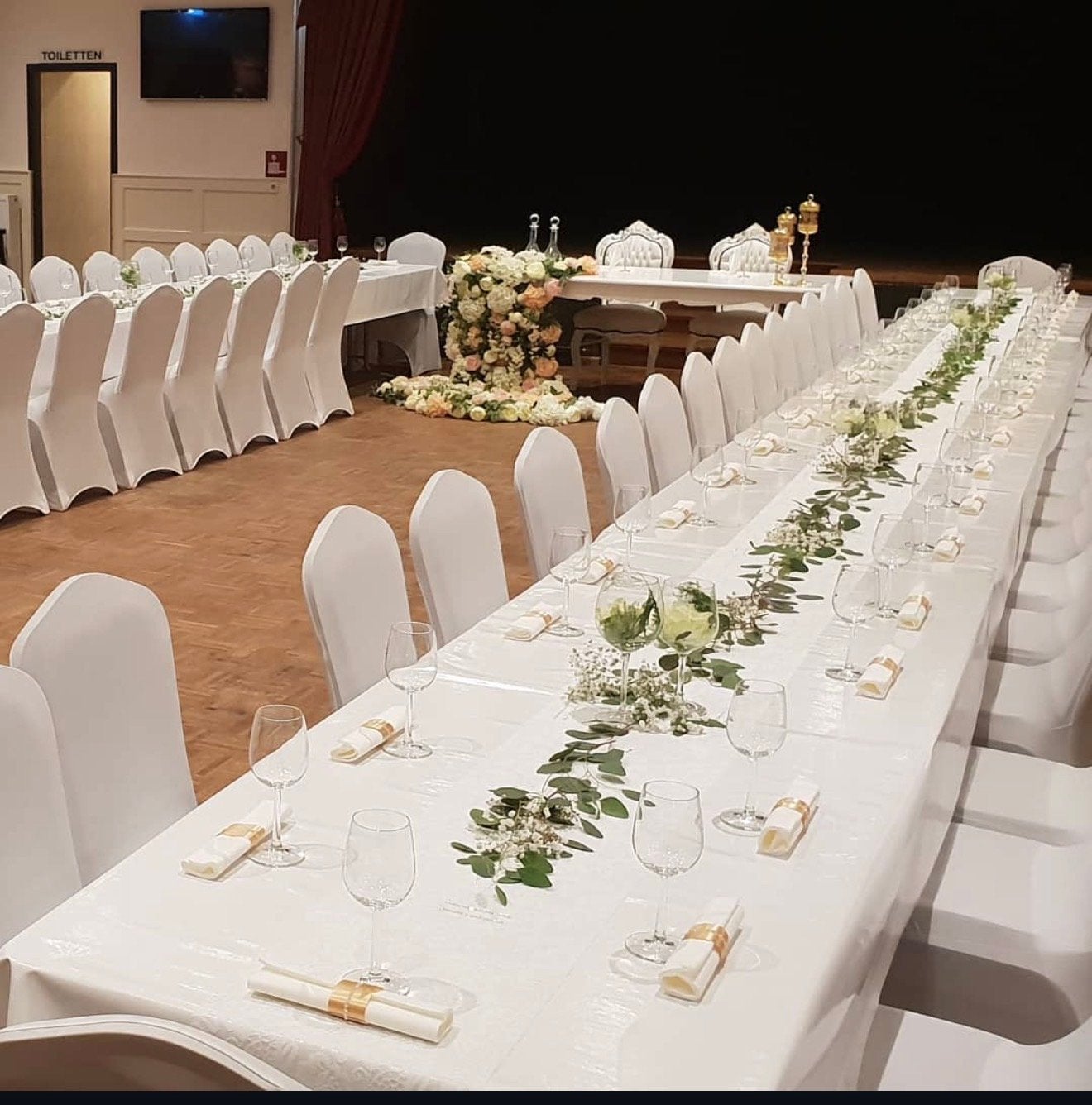 Witte Stretch Stoelhoezen voor Evenementen, Ophalen, Wit, Zo goed als nieuw, Stof
