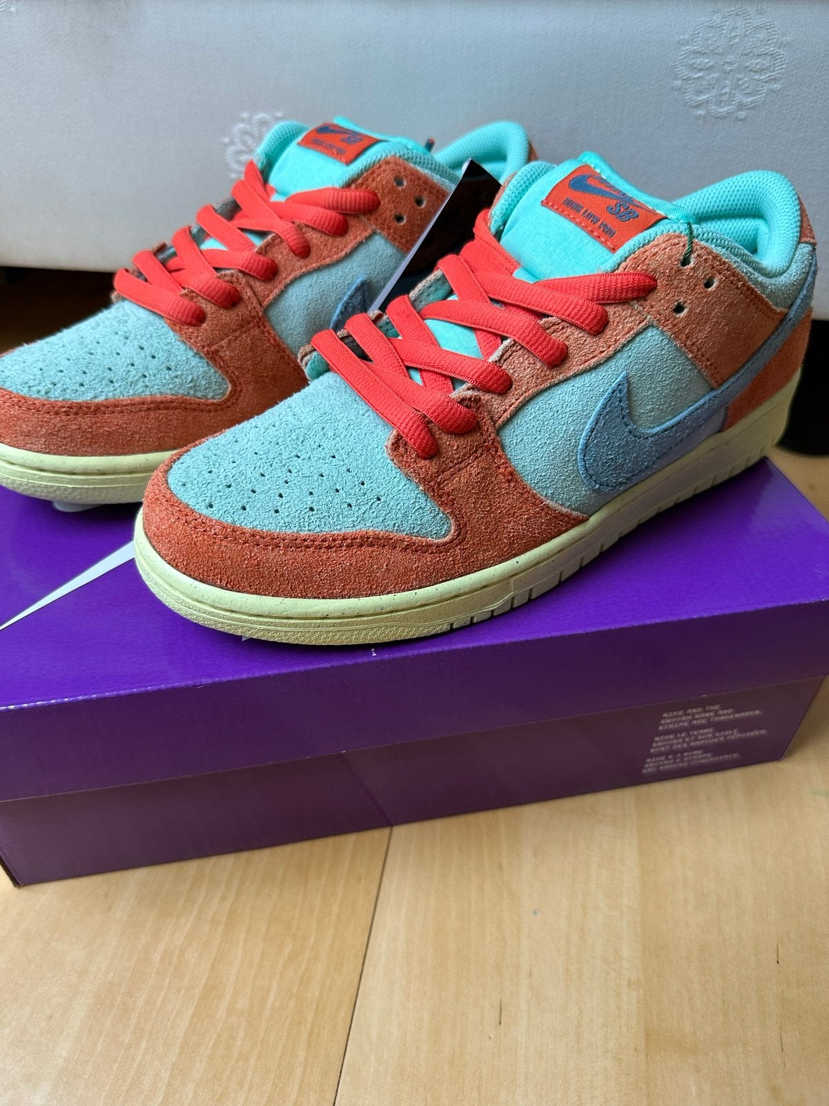 Nike SB Dunk Low Pro PRM Orange/Noise Aqua - Maat 42.5, Overige kleuren, Nike, Nieuw, Ophalen of Verzenden