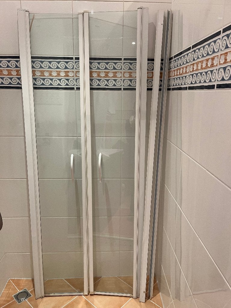 Douche pendeldeuren van glas, 78 cm breed, Ophalen, Gebruikt, Glas, Douche