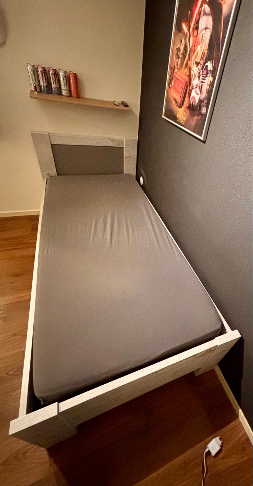 Stevig steigerhouten eenpersoonsbed met bedlade 90x200cm, Ophalen, Gebruikt, 90 cm, Eenpersoons