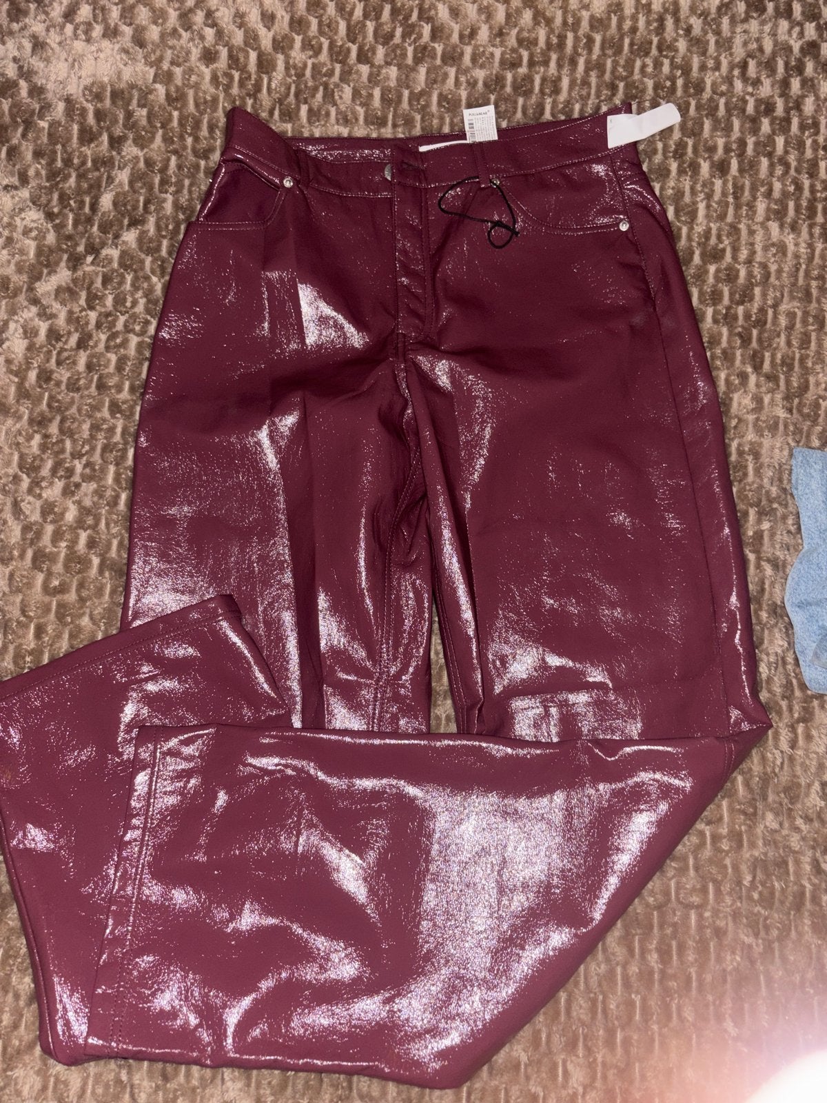 Pull & Bear glanzende broek bordeauxrood, Overige kleuren, Zo goed als nieuw, Lang, Ophalen