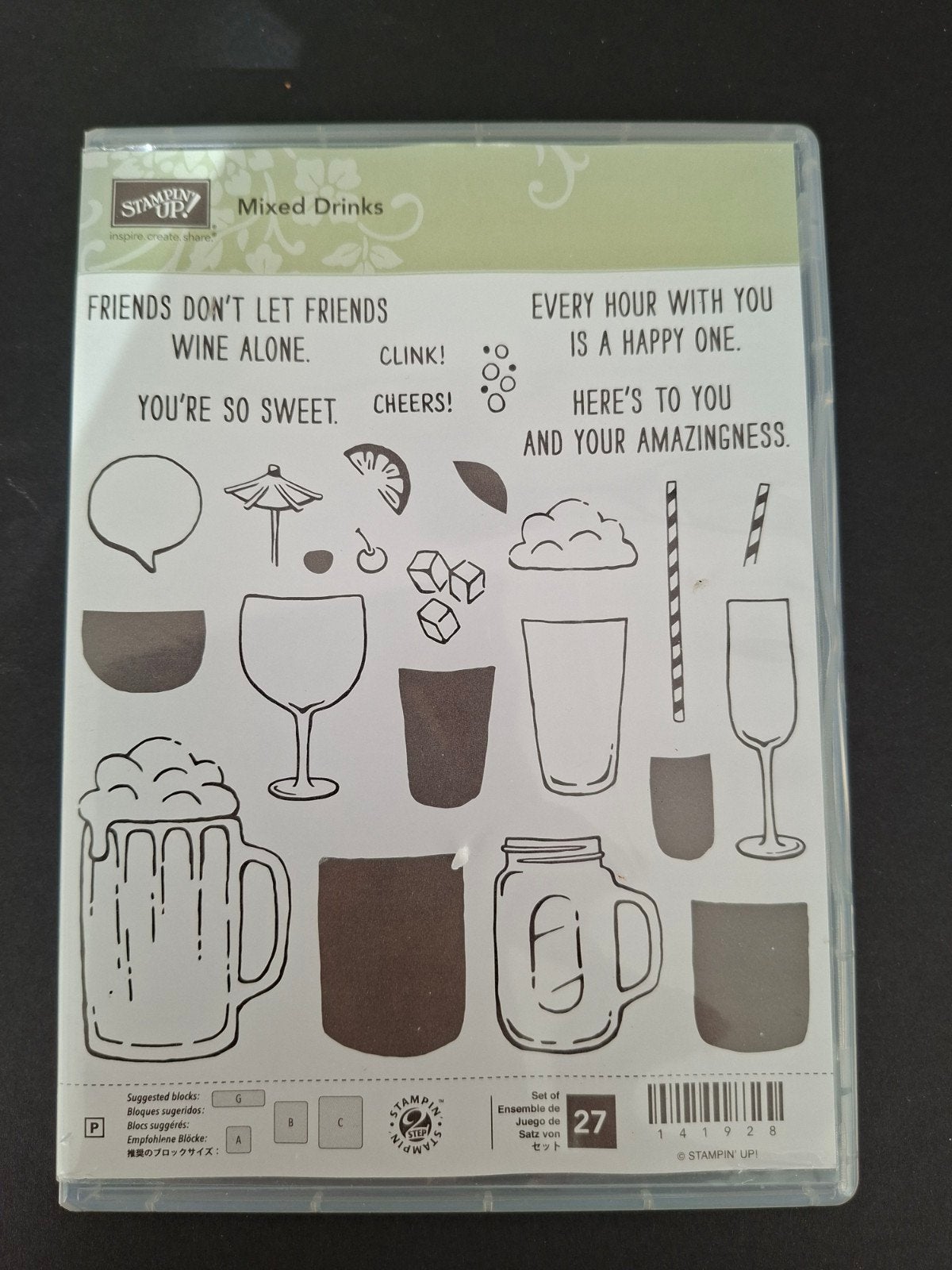 Stampin' Up! Mixed Drinks Stempelset, Hobby en Vrije tijd, Ophalen of Verzenden, Gebruikt, Clearstamp