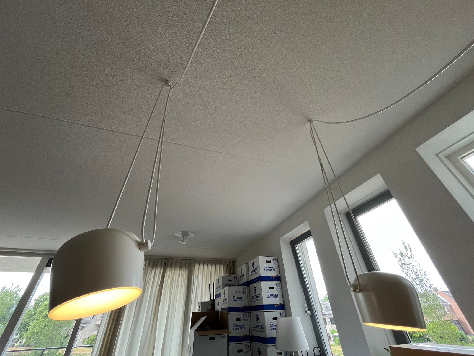 Flos Aim hanglampen wit - Set van 3, Ophalen, Gebruikt, Metaal