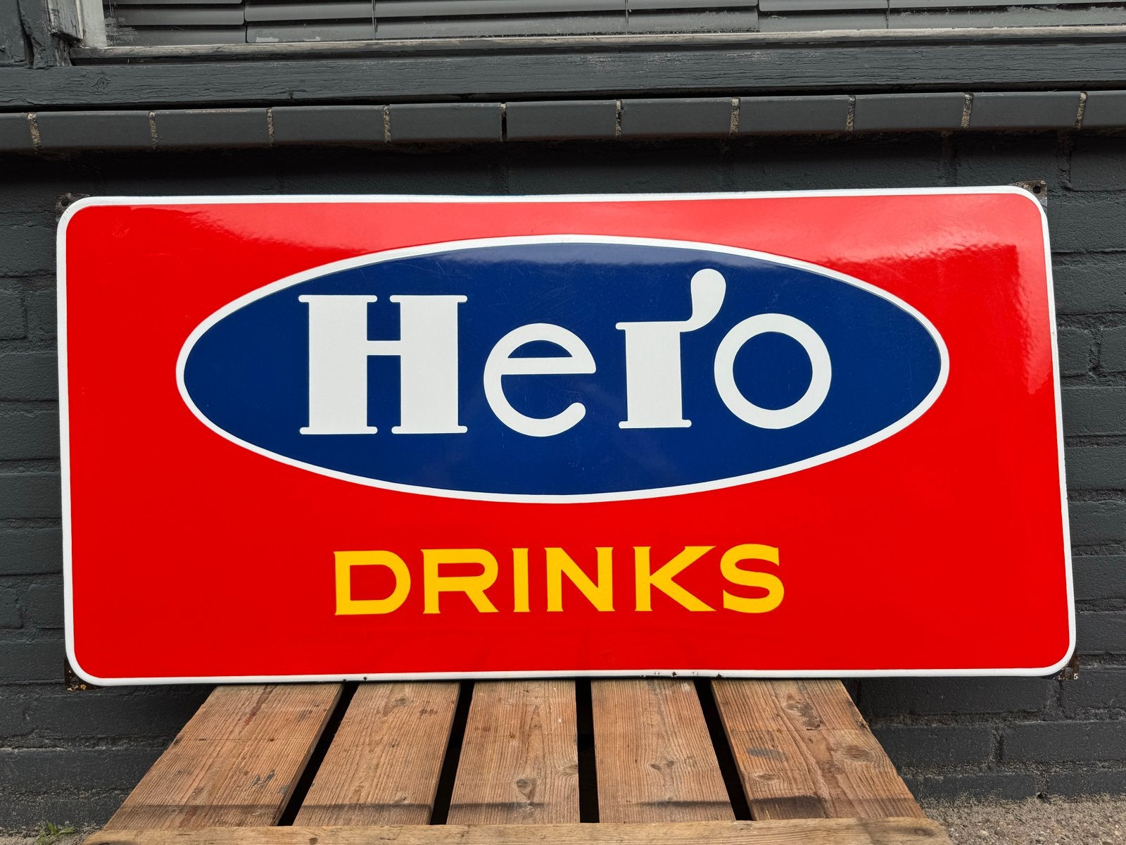 Vintage Hero Drinks Emaille Reclamebord, Ophalen of Verzenden