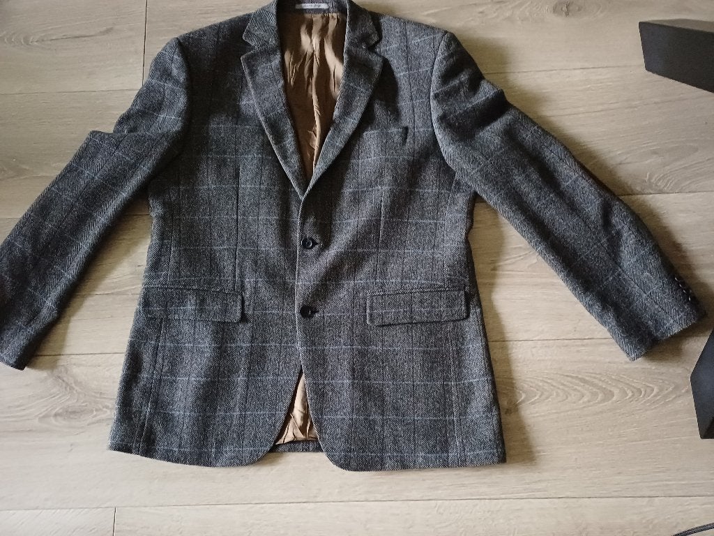 zgan grijs ruit kolbert Christian Berg mt 52, Maat 52/54 (L), Ophalen of Verzenden, Zo goed als nieuw, Grijs