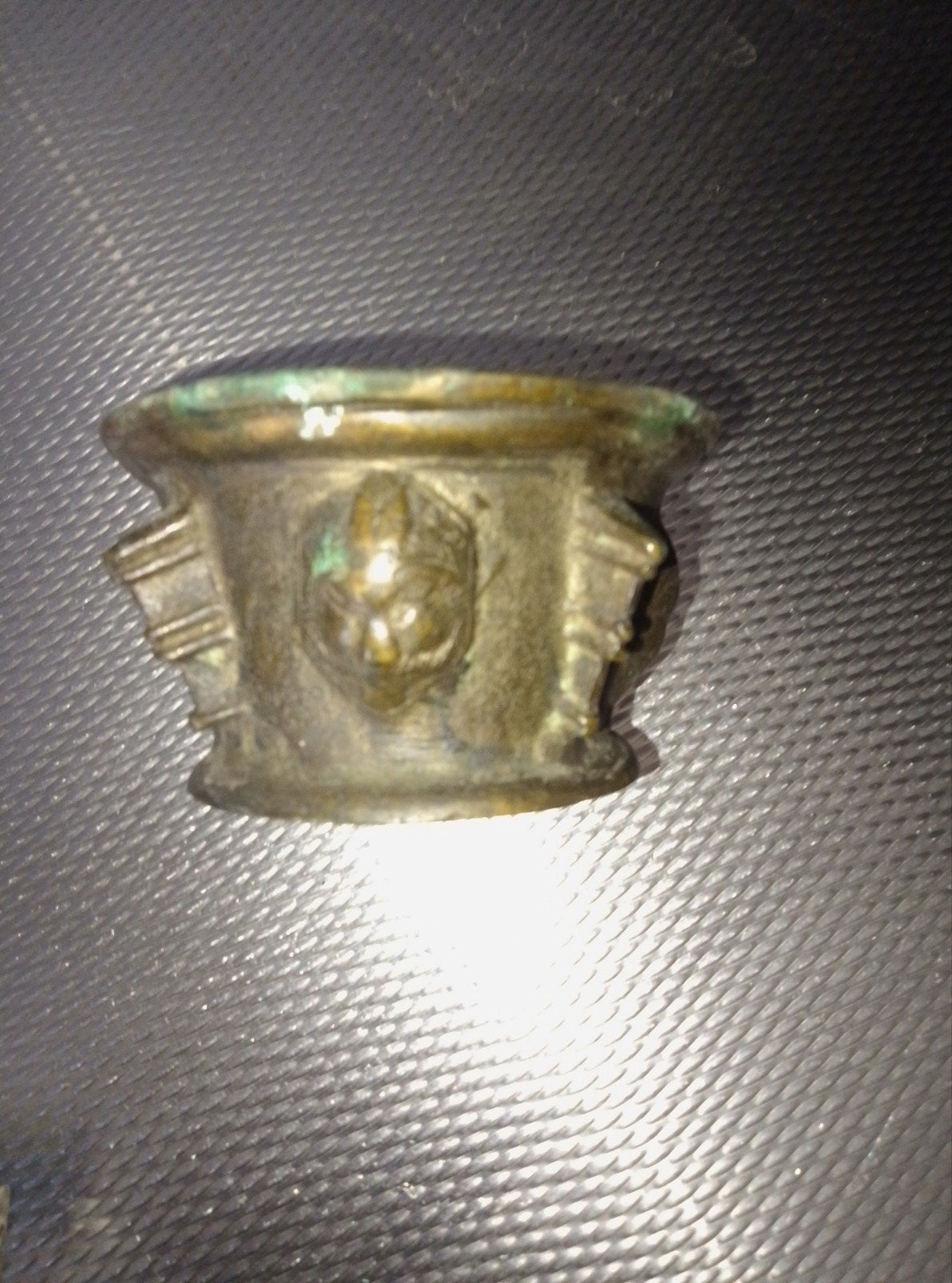 Antieke Bronzen Vijzel met Leeuwenkoppen, Ophalen of Verzenden