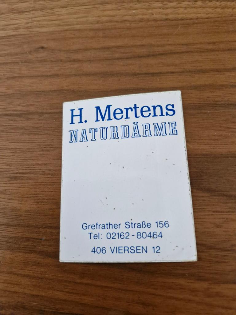 8157 Vintage Sticker H. Mertens Naturdärme Viersen, Ophalen of Verzenden, Gebruikt, Bedrijf of Vereniging