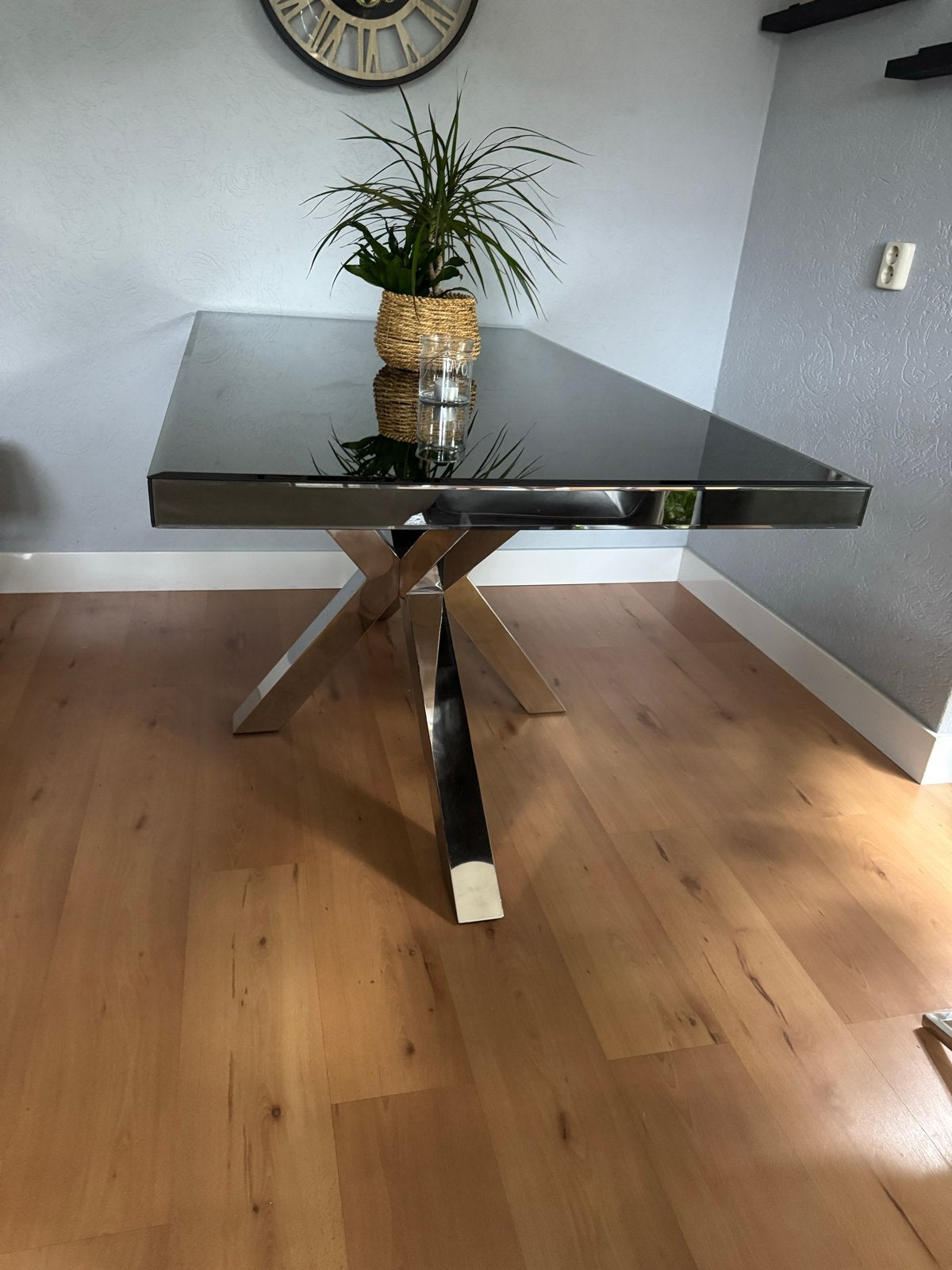 Eettafel 160x90 met schade, Huis en Inrichting, Ophalen, Gebruikt, 50 tot 100 cm, Glas