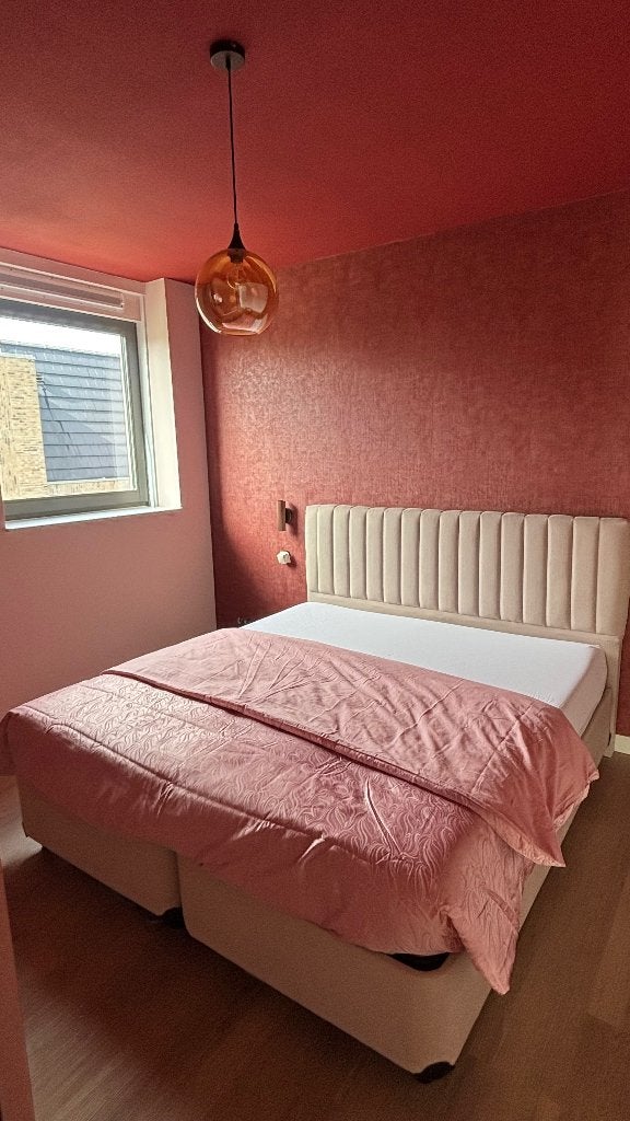 Bed met opbergruimte - gestoomreinigd, Overige kleuren, Tweepersoons, Ophalen of Verzenden, Zo goed als nieuw