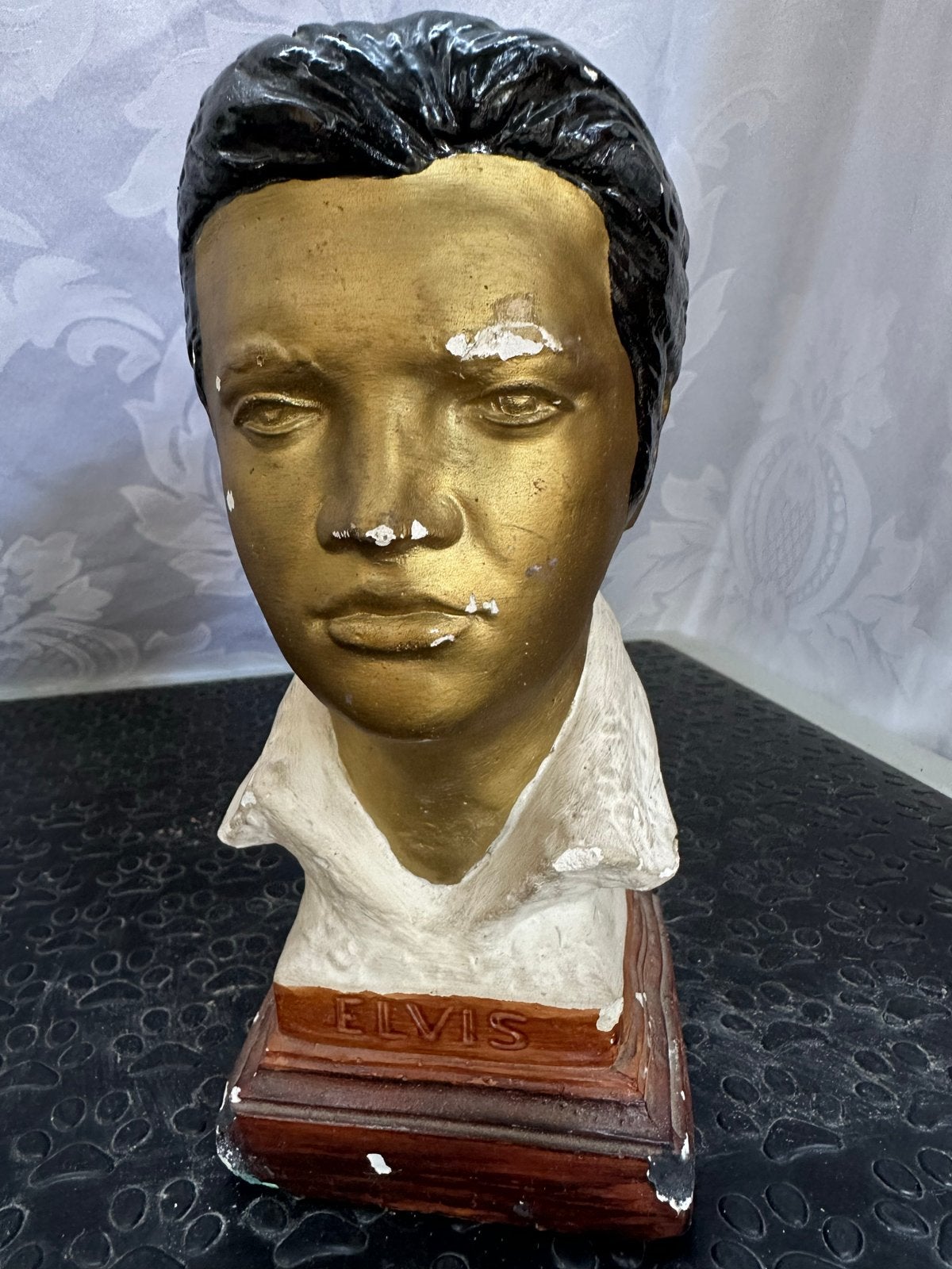 Vintage Elvis Presley Buste - Gouden Afwerking, Verzamelen, Ophalen of Verzenden, Gebruikt, Mens