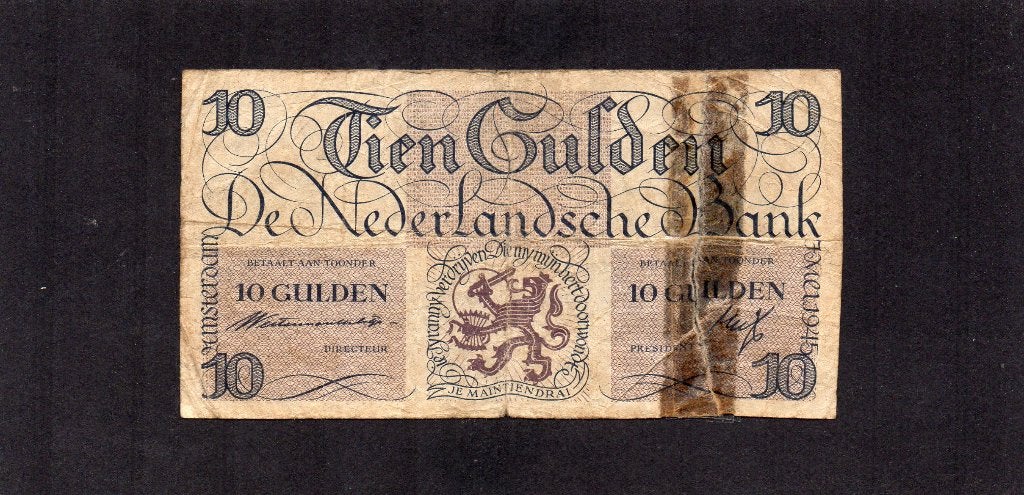 10 Gulden Bankbiljet 1945 Zeer Geleefd Biljet, Ophalen of Verzenden, 10 gulden, Los biljet