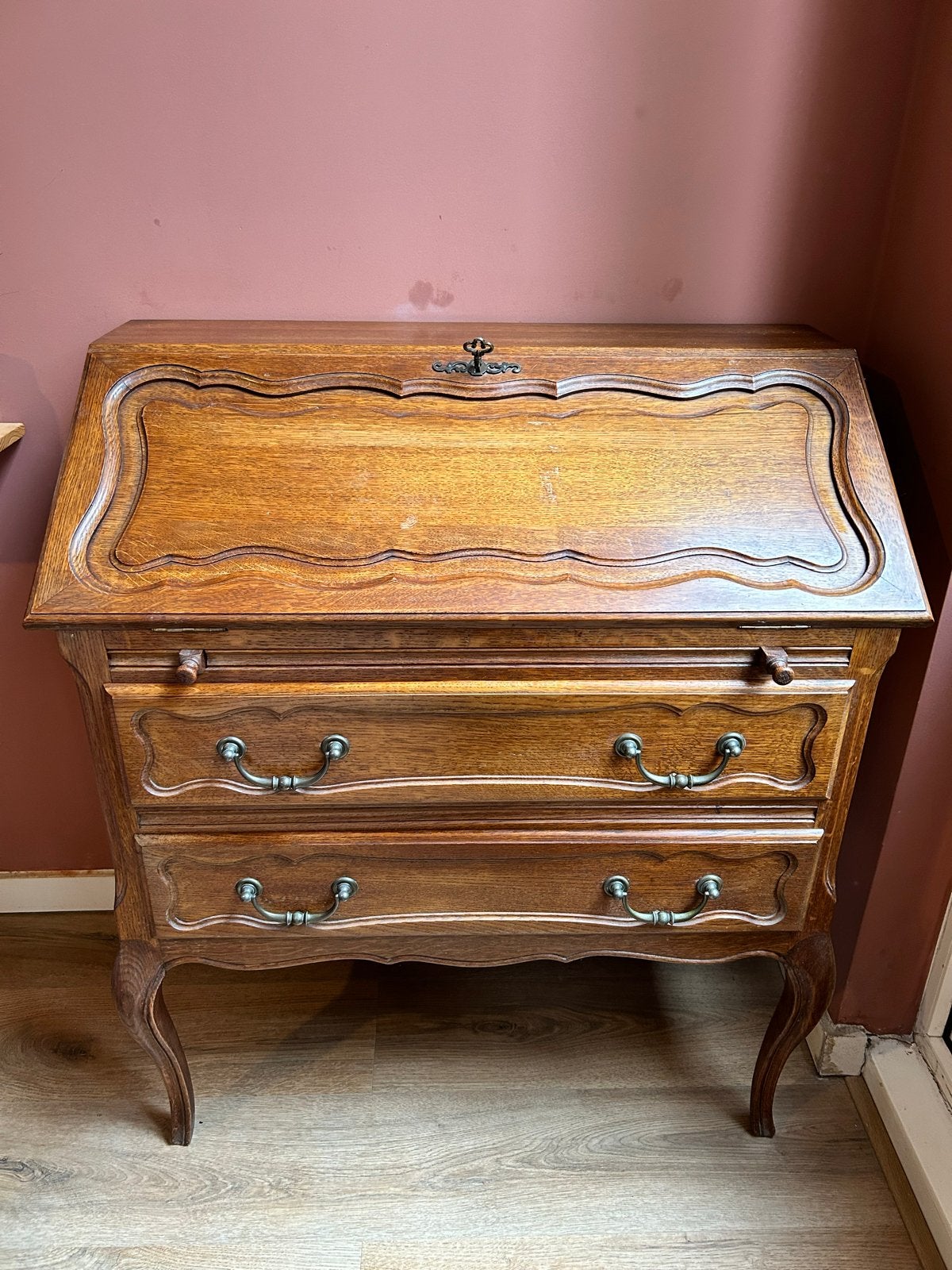Antiek Houten Secretaire Bureau met Lades, Ophalen