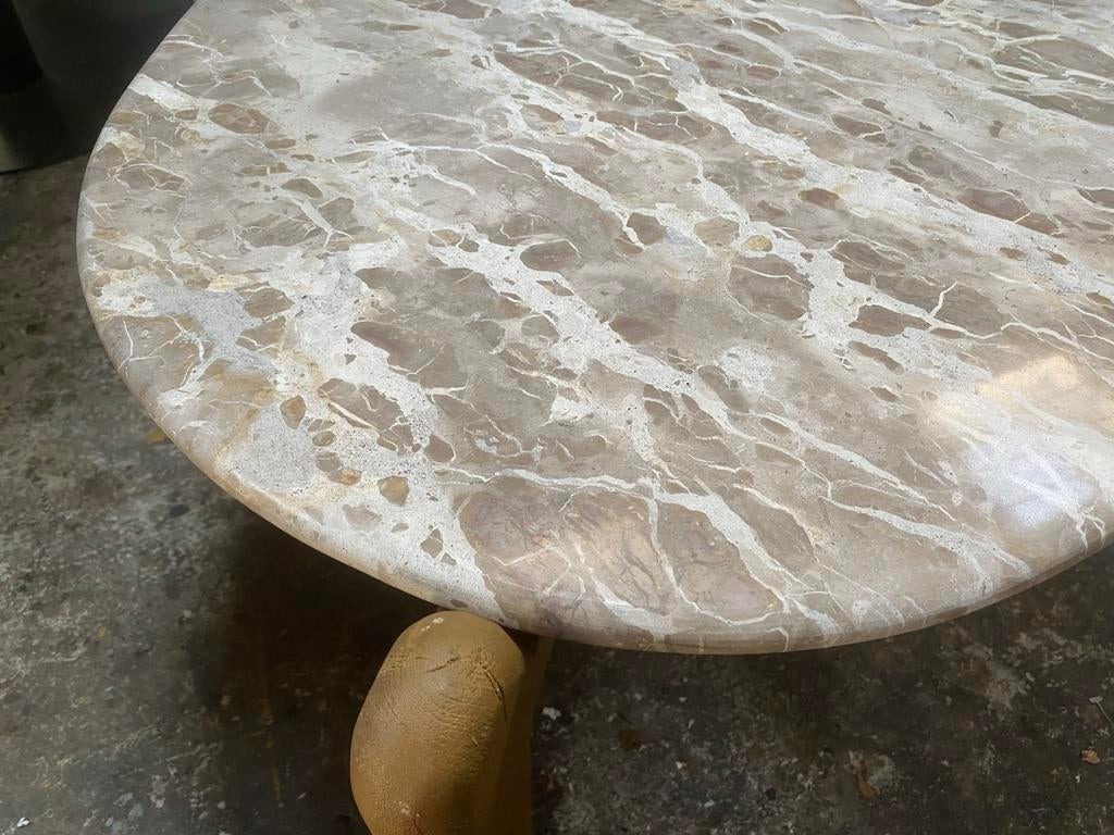 Salontafel 85x85 marmer organische vorm mangohouten poten, Huis en Inrichting, Tafels | Salontafels, Ophalen, Overige materialen