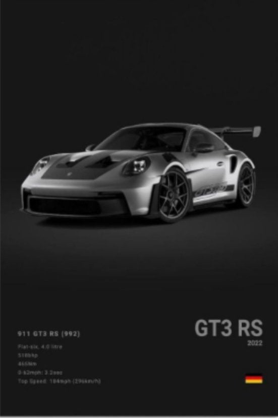 Nieuwe poster 50 x 70 cm Porsche 911 Rs GT3, Verzamelen, Posters, Ophalen of Verzenden, Nieuw, Deurposter of groter, Rechthoekig Staand