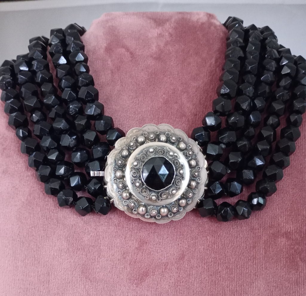 Antiek collier, Verzenden, Zilver, Ketting, Met edelsteen