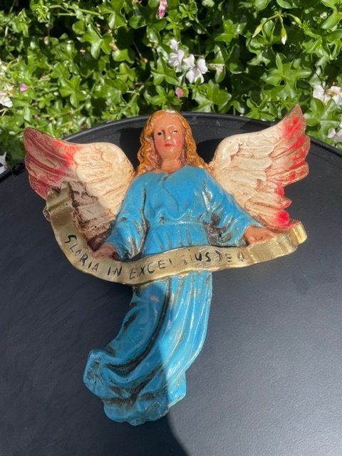 Kerstbeelden, kerstgroep van steen 19 dlg, max hoogte 22 cm, Ophalen of Verzenden, Gebruikt