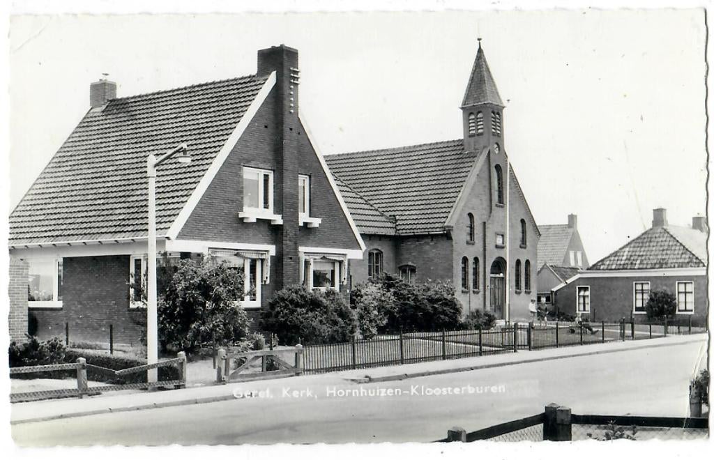 Hornhuizen-Kloosterburen - Geref. Kerk, Verzenden, 1940 tot 1960, Gelopen, Groningen
