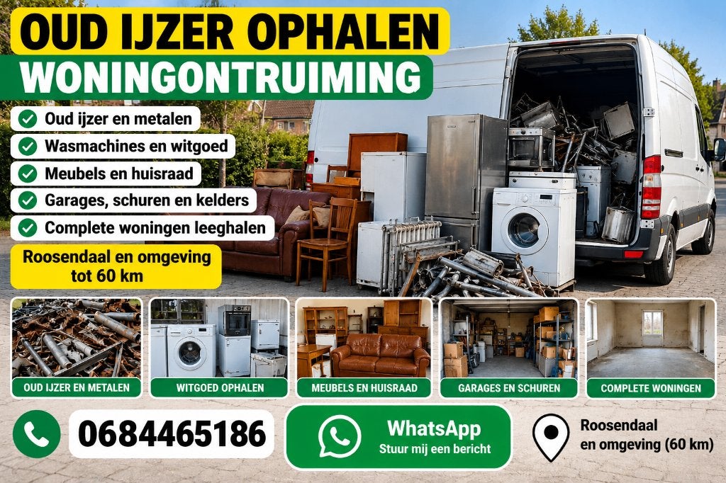 Oud ijzer ophalen & woningontruiming - Roosendaal, Ophalen of Verzenden, Gelezen
