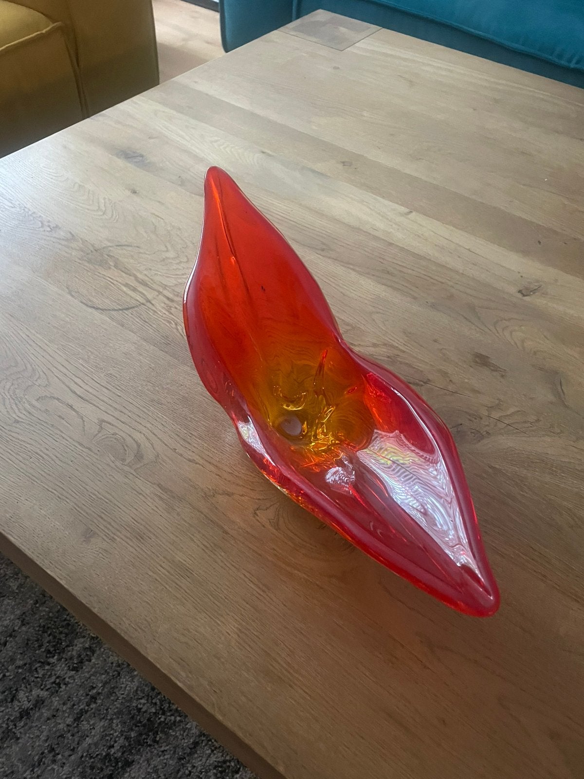 Murano schaal rood, Schaal, Ophalen of Verzenden, Handgemaakt, Ovaal