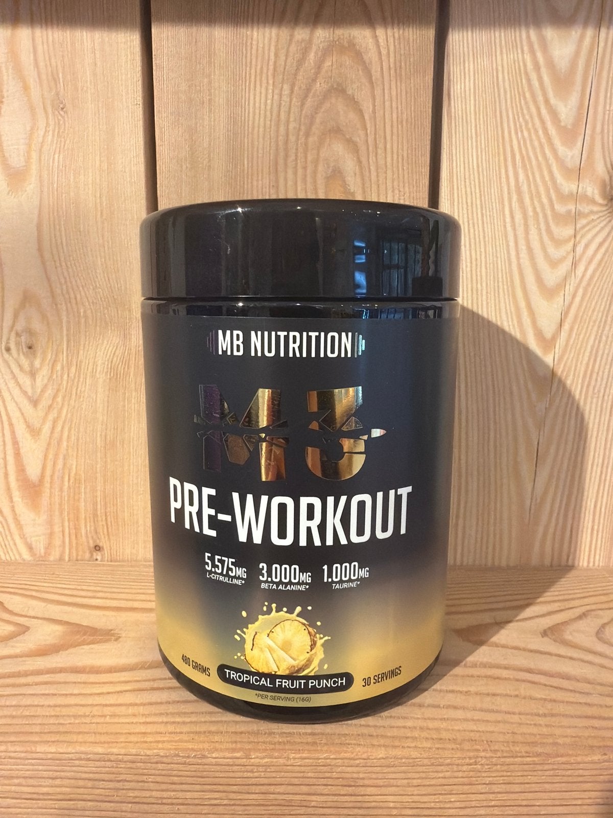 MB Nutrition Pre-Workout Tropical Fruit Punch 480g, Ophalen of Verzenden, Zo goed als nieuw, Poeder of Drank